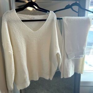 Two-piece Set Women’s Solid Color Sweater & Pants Sweater Set, Casual